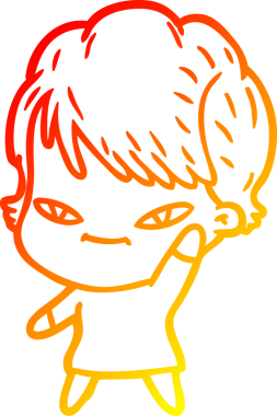 Bir insan tarafından çizilmiş mutlu bir kadının çizgi çizimi.