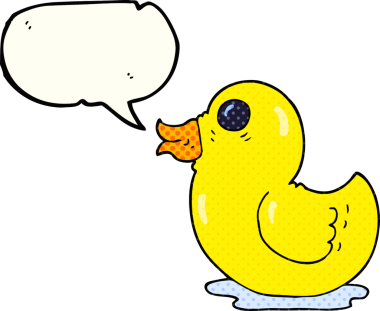 El yazısıyla çizilmiş çizgi roman konuşma balonu bir insan tarafından çizilmiş lastik ördek.