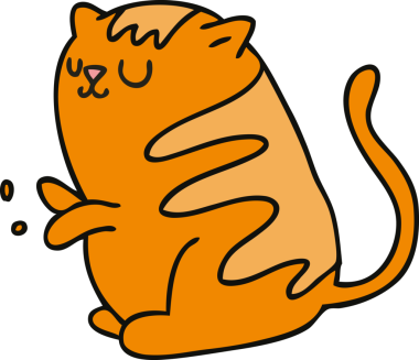 Bir insan tarafından çizilmiş garip çizgi film kedisi.