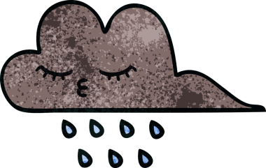 Bir insan tarafından çizilmiş fırtına yağmur bulutunun retro grunge desen karikatürü