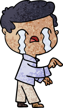 Bir insan tarafından çizilmiş ağlayan çizgi film adamı.