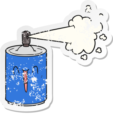 Bir insan tarafından çizilmiş karikatür spreyinin sıkıntılı çıkartması.