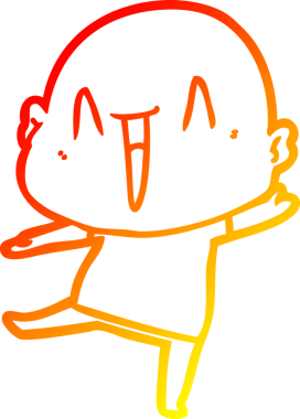 Bir insan tarafından çizilmiş mutlu, kel bir adamın sıcak çizgi çizimi.