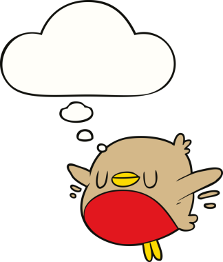 Bir insan tarafından çizilmiş düşünce baloncuklu noel robini.