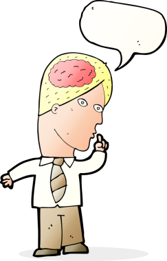 Bir insan tarafından çizilmiş büyük beyinli karikatür işadamı.