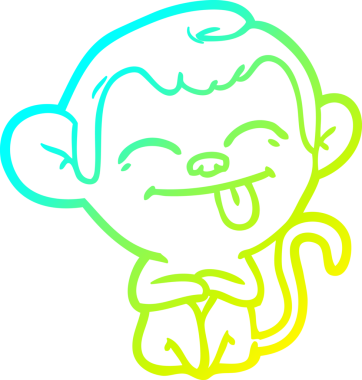 Bir insan tarafından çizilmiş komik bir çizgi maymunun soğuk eğim çizgisi.