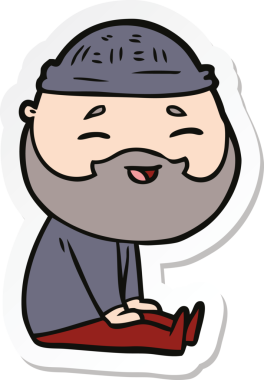 Bir insan tarafından çizilmiş mutlu sakallı bir adamın çıkartması.