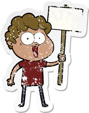 Bir insan tarafından çizilmiş mutlu bir adamın sıkıntılı çıkartması.