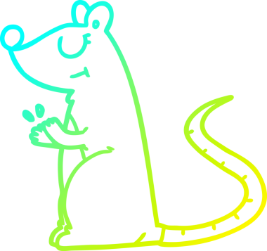 Bir insan tarafından çizilmiş beyaz bir farenin soğuk gradyan çizgisi