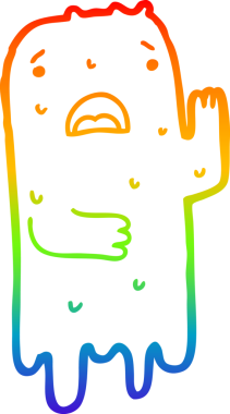 Bir insan tarafından çizilmiş bir çizgi film hayaletinin çizimi.