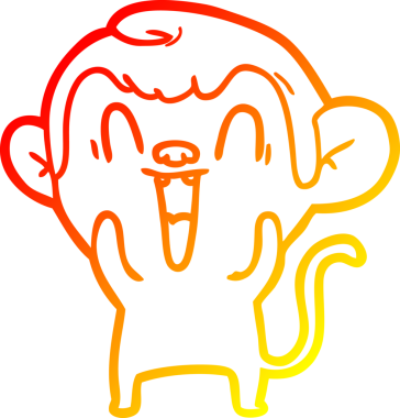 Bir insan tarafından çizilmiş gülen maymun çizgi çizimi.