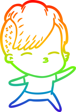 gökkuşağı gradyan çizimi bir çizgi film kızı bir insan tarafından çizilmiş.