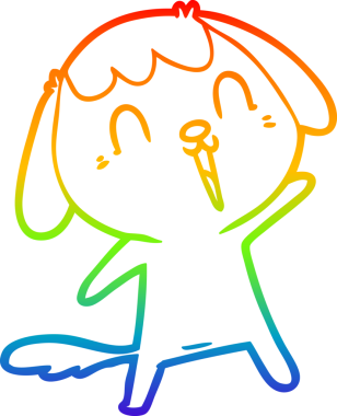 Gökkuşağı gradyan çizimi bir insan tarafından çizilmiş şirin bir çizgi köpeğin ağlaması.