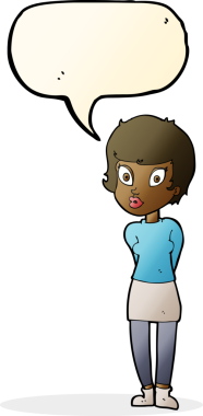 Bir insan tarafından çizilmiş konuşma balonu olan güzel bir kadın.