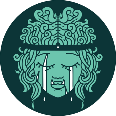 Bir insan tarafından çizilmiş üzgün ork barbar karakter simgesi