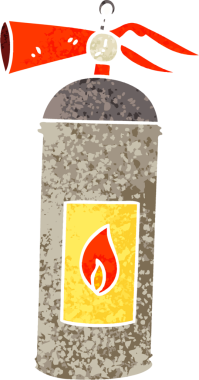 Bir insan tarafından çizilmiş retro illüstrasyon tarzı tuhaf çizgi film yangın söndürücüsü.