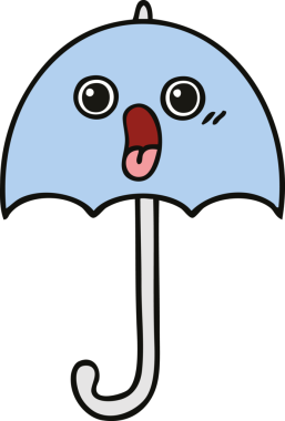 Bir insan tarafından çizilmiş şirin şemsiye karikatürü.