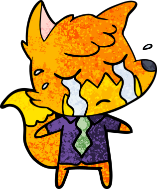 Bir insan tarafından çizilmiş ağlayan tilki çizgi filmi.