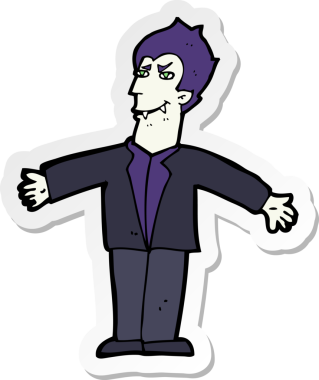 Bir insan tarafından çizilmiş kolları açık vampir bir adamın çıkartması.