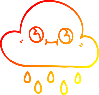 Bir insan tarafından çizilen yağmur bulutunun sıcak çizgi çizimi