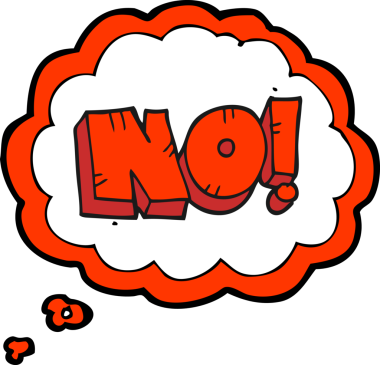 Serbest çizim düşünce balonu çizgi filmi HAYIR! Bir insan tarafından çizilmiş bağır