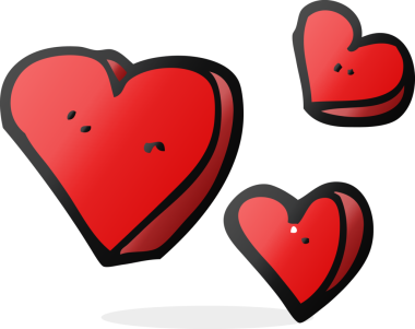 Bir insan tarafından çizilmiş karikatür kalpler.