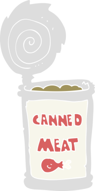 Bir insan tarafından çizilmiş konserve etin düz renk çizimi