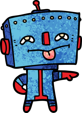 Bir insan tarafından çizilmiş çizgi film robotu