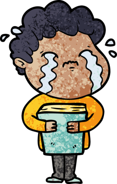 Bir insan tarafından çizilmiş ağlayan çizgi film adamı.