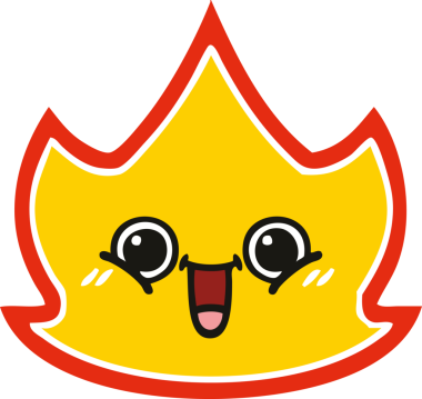 Bir insan tarafından çizilen ateşin düz renkli retro karikatürü