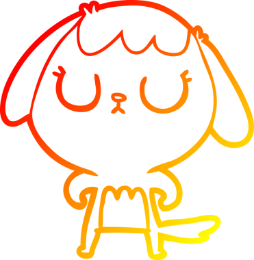 Bir insan tarafından çizilmiş sevimli bir köpeğin sıcak çizgi çizgisi.