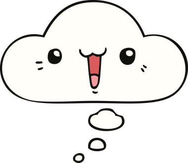 Bir insan tarafından çizilmiş düşünce baloncuklu mutlu çizgi film yüzü.