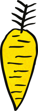 Bir insan tarafından çizilmiş karalama sarı havuç.