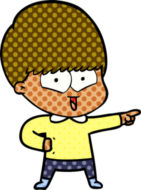 Bir insan tarafından çizilmiş mutlu çocuk çizgi filmi.