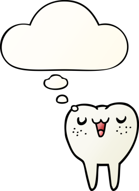 Düşünce baloncuğu olan çizgi film dişleri bir insan tarafından çizilmiş.