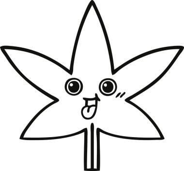 Bir insan tarafından çizilmiş marihuana yaprağının çizgi çizimi