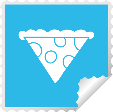 Bir insan tarafından çizilmiş kare soyulmuş tuhaf bir pizza dilimi.