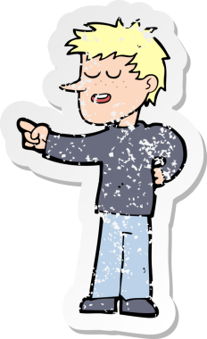 Bir insan tarafından çizilmiş karikatür adamın gerilmiş çıkartması.