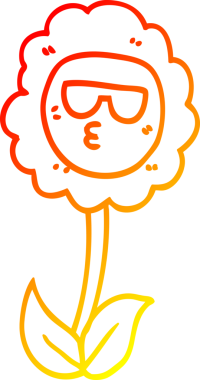 Bir insan tarafından çizilmiş karikatür çiçeğinin sıcak çizgi çizimi