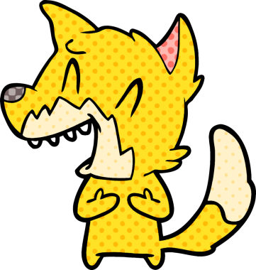 Bir insan tarafından çizilmiş gülen tilki çizgi filmi.