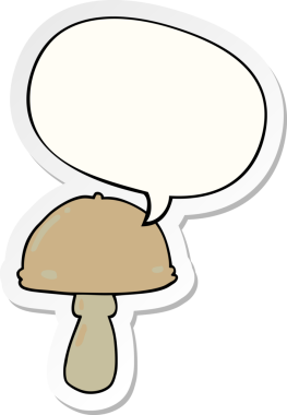 Bir insan tarafından çizilmiş konuşma balonu çıkartmalı mantar mantarı.