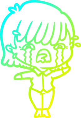 Bir insan tarafından çizilmiş ağlayan bir çizgi film kızı çizimi.