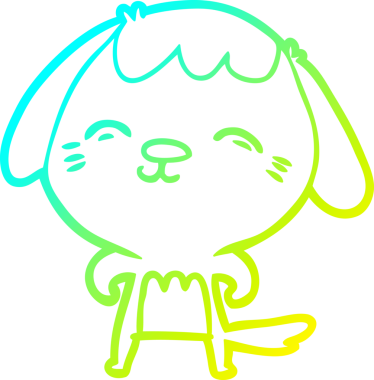 Bir insan tarafından çizilmiş mutlu çizgi film köpeğinin soğuk gradyan çizimi