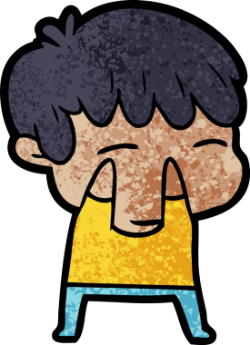 Bir insan tarafından çizilmiş meraklı bir çocuk.