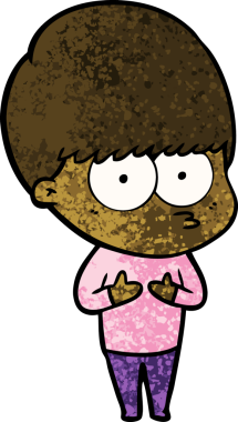 Bir insan tarafından çizilmiş sinirli çizgi film çocuğu.