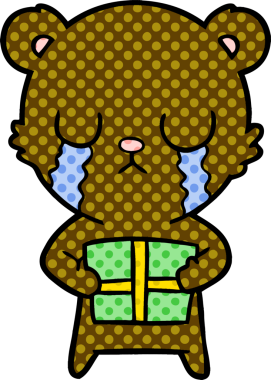 Bir insan tarafından çizilmiş ağlayan çizgi film ayısı.