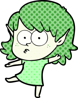 Bir insan tarafından çizilmiş çizgi film kızı.