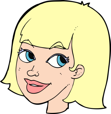 Bir insan tarafından çizilmiş mutlu kadın yüzü.