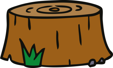 Bir insan tarafından çizilmiş bir ağaç kütüğünün el çizimi karalaması.