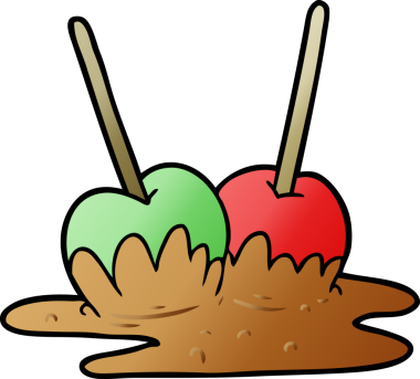 Bir insan tarafından çizilmiş elma şekeri çizgi filmi.